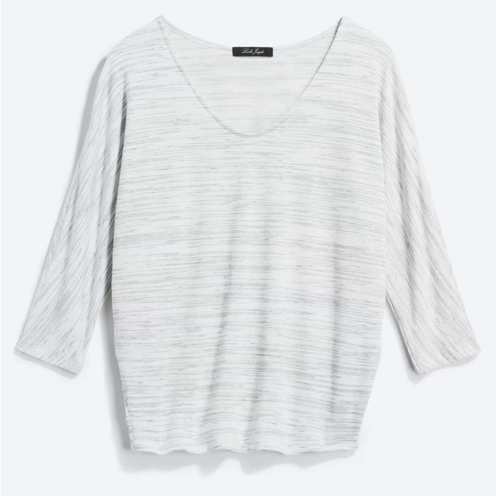 Laila Jayde - Kaylinda Dolman Sleeve Knit Top.  Size XL. White with grey
